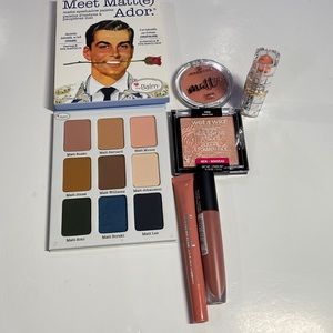 New Makeup Bundle#3,the Balm Eyeshadow Palette,1 Blush,1 Highlight,3 Lip Product